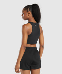 Care Label Graphic Cropped Tank Black