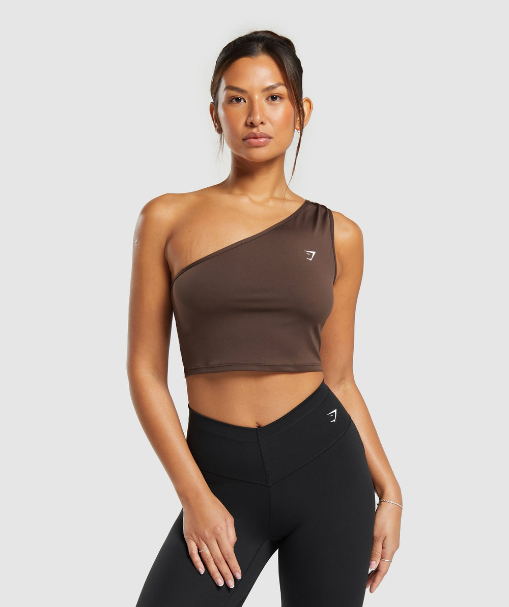 Everyday One Shoulder Ruched Tank Archive Brown