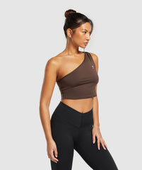 Everyday One Shoulder Ruched Tank Archive Brown