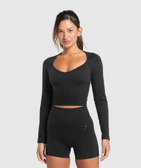 Corset Seamless Long Sleeve Top Black