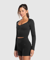 Corset Seamless Long Sleeve Top Black