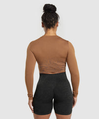 Adapt Pattern Seamless Faded Long Sleeve Top Soft Brown/Bronze Brown