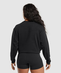 Heavyweight Cotton Long Sleeve Top Black