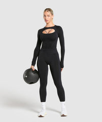 Apex Contrast Long Sleeve Top Black/Brushed Grey