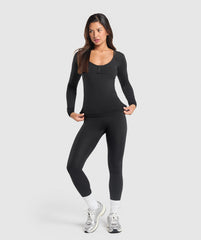 Rest Day Buttery Soft Long Sleeve Top Black