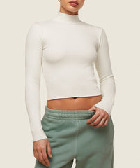 everywear Long Sleeve Ribbed Turtle Neck Soft White