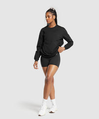 Cotton Oversized Long Sleeve Top Black