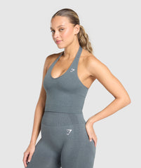 Vital Halter Neck Tank With Shelf Strong Grey Marl