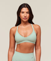 Cotton Racerback Sports Bra Morning Blue
