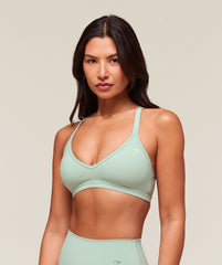 Cotton Racerback Sports Bra Morning Blue