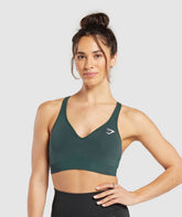 Vital V Neck Sports Bra Woodland Green Marl