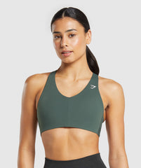 Strappy Back Medium Support Sports Bra Slate Teal