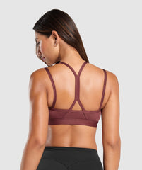 Strap Feature Sports Bra Burgundy Brown