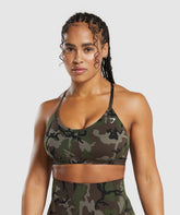 Legacy Printed Sports Bra Archive Brown