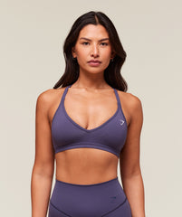 Cotton Racerback Sports Bra Weighted Purple
