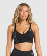 Strappy Back Medium Support Sports Bra Black