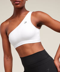 Asymmetric Sports Bra White