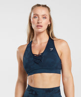 Adapt Camo Seamless Ribbed Sports Bra Midnight Blue/Ash Blue