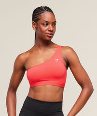 Asymmetric Sports Bra Coral Red