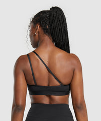 One Shoulder Sports Bra Black