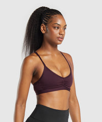 Ruched Strappy Sports Bra Depth Purple