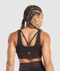 Check Seamless Washed Sports Bra Black