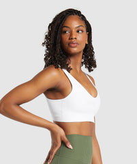 Ribbed Sports Bra White