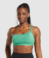 One Shoulder Sports Bra Lagoon Green