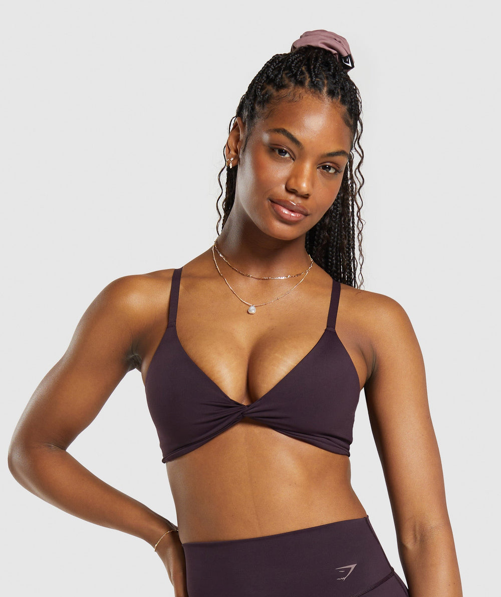 Elevate Twist Front Bralette Plum Brown