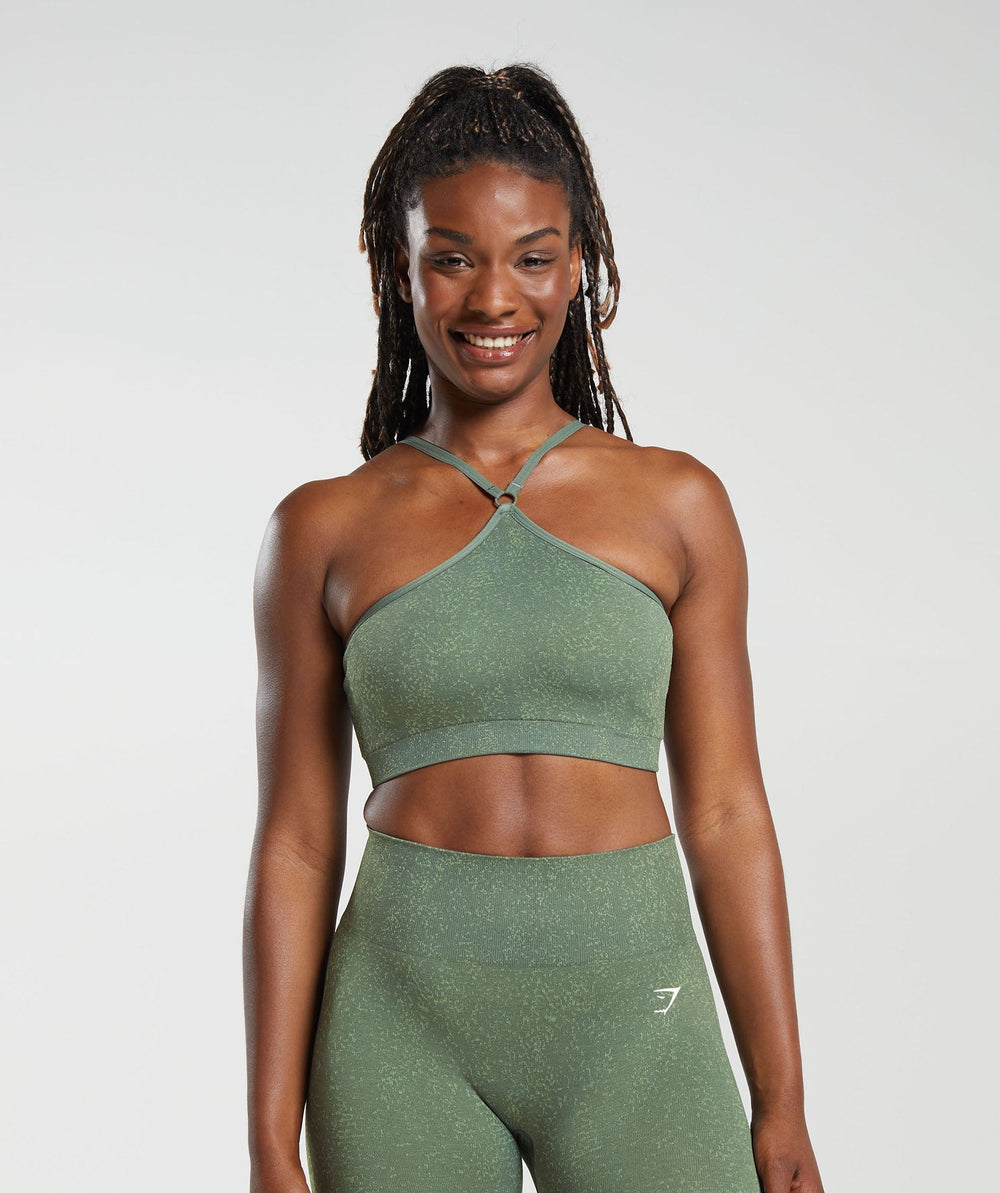 Adapt Fleck Seamless Halterneck Bralette Dusk Green/Light Sage Green