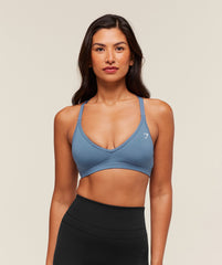 Cotton Racerback Sports Bra Worn Blue