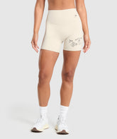 Elevate Tattoo Graphic Shorts Cream Beige
