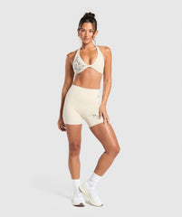 Elevate Tattoo Graphic Shorts Cream Beige