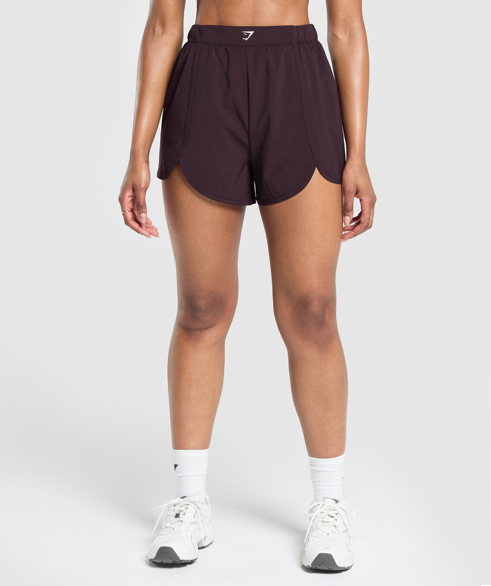 Scallop Hem Shaped Shorts Plum Brown