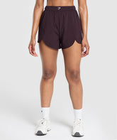 Scallop Hem Shaped Shorts Plum Brown