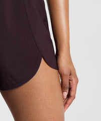 Scallop Hem Shaped Shorts Plum Brown