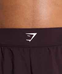 Scallop Hem Shaped Shorts Plum Brown