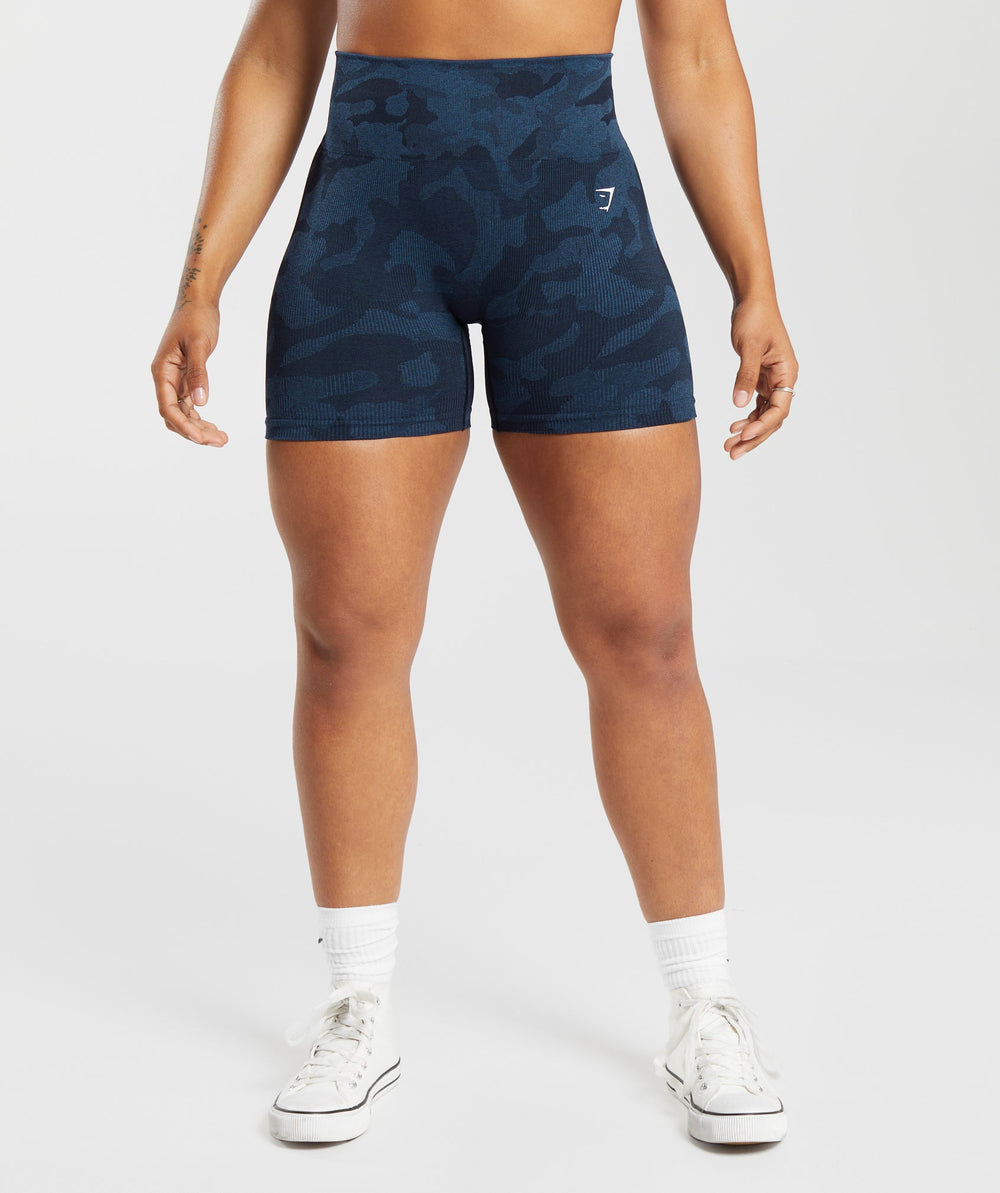 Adapt Camo Seamless Ribbed Shorts Midnight Blue/Ash Blue