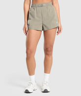 Buckle Waisted Shorts Linen Brown