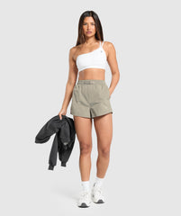Buckle Waisted Shorts Linen Brown
