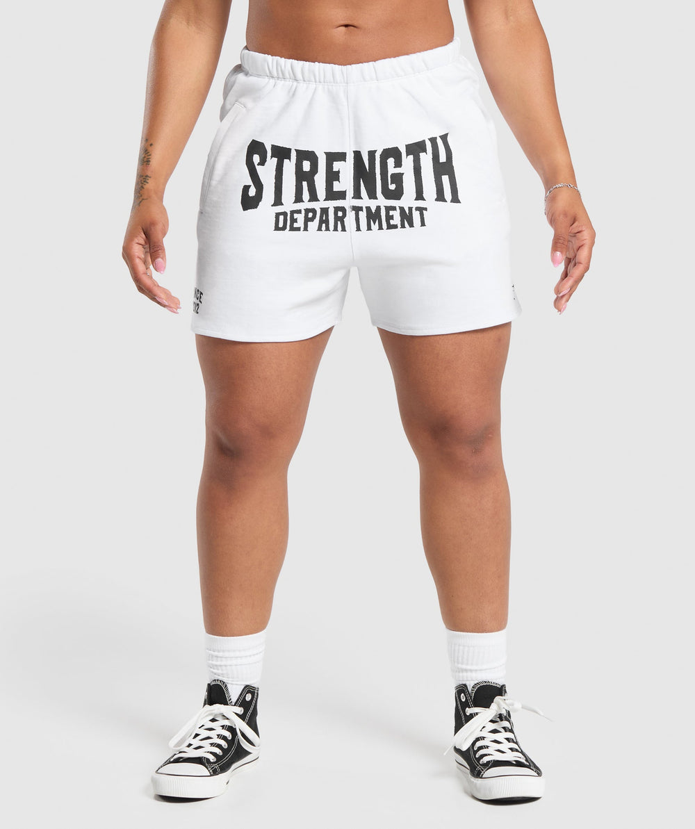 Strength Department Graphic Shorts White