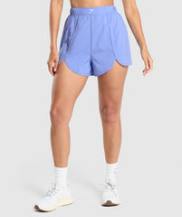Scallop Hem Shaped Shorts Lift Blue