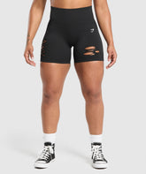 Gains Seamless Distressed Shorts Black