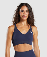 Vital V Neck Sports Bra Heavy Blue/ Marl