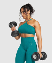 Adapt Fleck Seamless Halterneck Bralette Ocean Teal/Artificial Teal