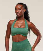 Adapt Fleck x Whitney Halterneck Sports Bra Lift Green/Clay Green