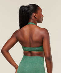 Adapt Fleck x Whitney Halterneck Sports Bra Lift Green/Clay Green