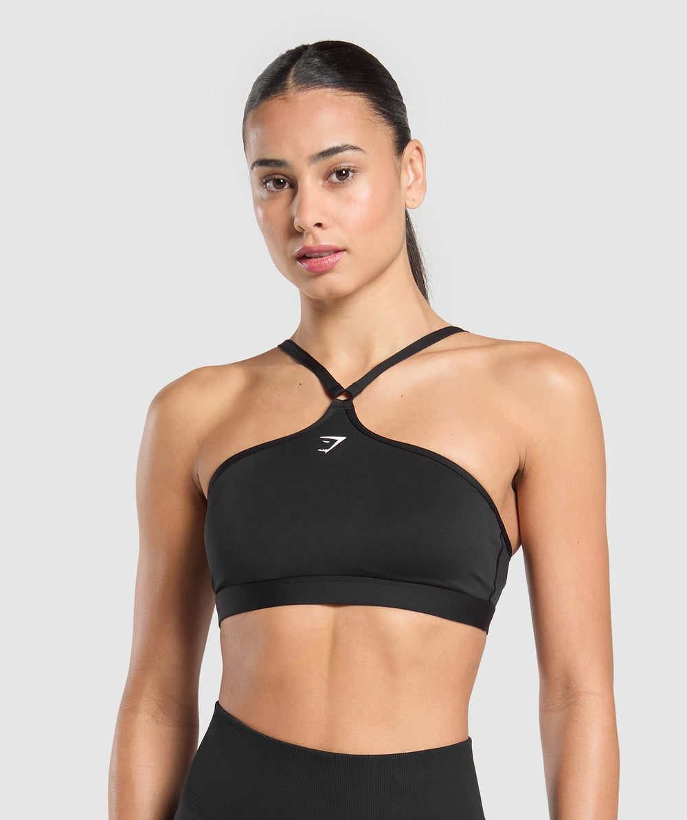 Halter Neck Sports Bra Black