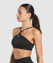 Halter Neck Sports Bra Black