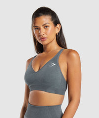 Vital V Neck Sports Bra Strong Grey Marl